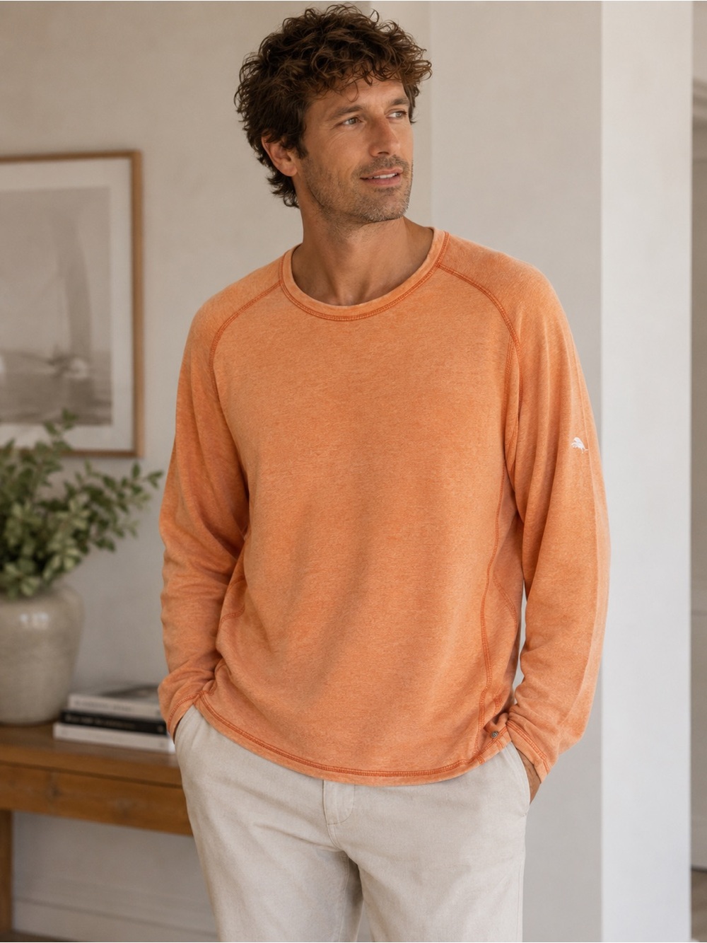 Tommy Bahama Reversible Men's Tangerine Crewneck Sweatshirt Size L XL Lounge